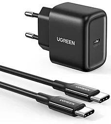 Сетевое зарядное устройство Ugreen CD250 25w PD/QC3.0 USB-C + USB-C/USB-C ports home charger black (50581)