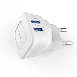 Мережевий зарядний пристрій LDNio 2.4a 2xUSB-A ports Home Charger + micro USB cable white (DL-AC63) - мініатюра 4