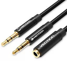Аудіо розгалужувач Vention mini Jack 3.5mm 2xM/F 0.3 м black (BBTBY) - фото Аудіо розгалужувач Vention mini Jack 3.5mm 2xM/F 0.3 м black (BBTBY)