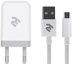 Мережевий зарядний пристрій 2E USB Wall Charger (1USB, 2.1A) + Micro USB Cable White (2E-WC1USB2.1A-CM)