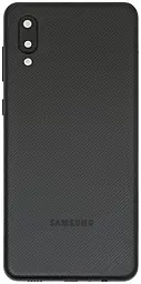 Задняя крышка корпуса Samsung Galaxy A02 A022 со стеклом камеры Black - фото Задняя крышка корпуса Samsung Galaxy A02 A022 со стеклом камеры Black