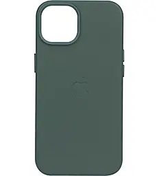 {"ru": "Чехол", "uk": "Чохол"} Leather Case with MagSafe для Apple iPhone 15 Plus  Pine Needle Green