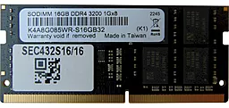 Оперативна пам'ять для ноутбука Samsung 16 GB SO-DIMM DDR4 3200 MHz (SEC432S16/16)