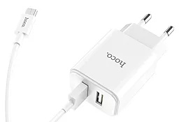 Сетевое зарядное устройство Hoco C62A Victoria 2USB + micro-USB Cable White - миниатюра 2