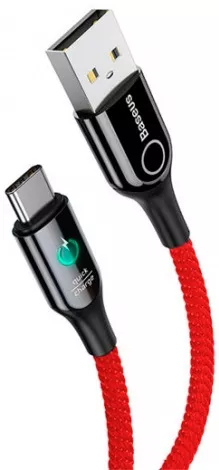 Кабель Baseus Light Intelligent Power-Off USB-A - Type-C 12w 2.4a 1м cable Red (CATCD-09) - фото 1