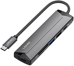 Мультипортовий Type-C хаб LDNio DS-56H 6-in-1 USB3.0 grey - фото Мультипортовий Type-C хаб LDNio DS-56H 6-in-1 USB3.0 grey