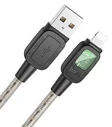 Кабель USB Hoco U124 Stone silicone intelligent power-off  12w 2.4a 1.2m Lightning cable black - миниатюра 4