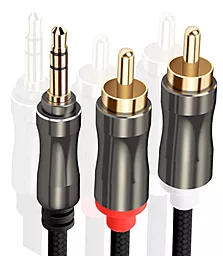 Аудио кабель VEGGIEG AR2-1.5 AUX mimi Jack 3.5 мм - 2xRCA M/M 1.5 м cable black (YT-AR2-1.5) - миниатюра 3