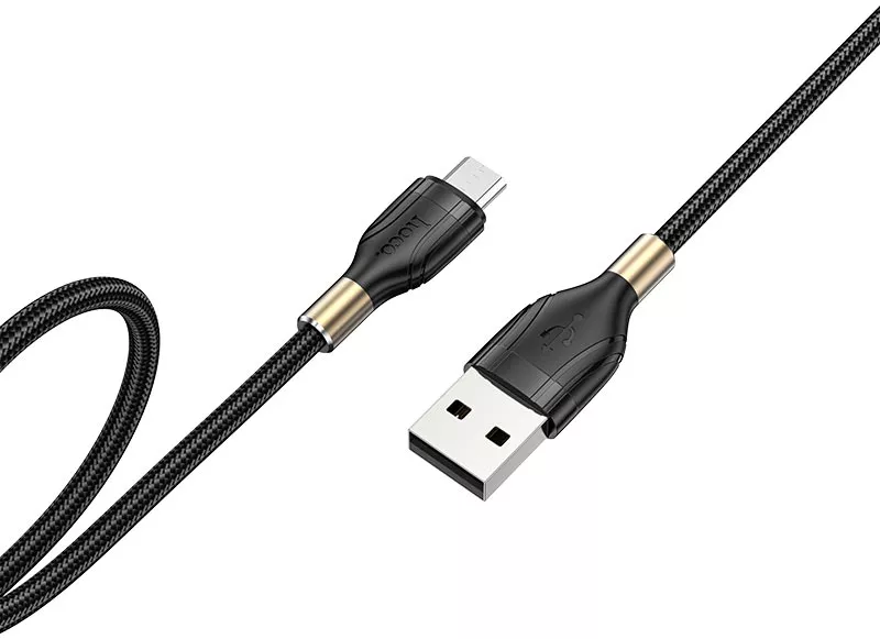 Кабель Hoco U92 Gold Collar USB-A - micro USB 12w 2.4a 1.2м cable Black - фото 4