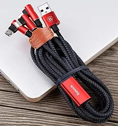 Універсальний кабель Baseus MVP Mobile Game 3-in-1 USB-A to Type-C/Lightning/micro USB 18w 3.5a 1.2м сable Red (CAMLT-WZ09) - мініатюра 2