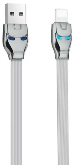 Кабель Hoco U14 Steel man USB-A - Lightning 12w 2.4a 1.2м cable Gray - фото 1