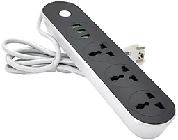 Сетевой фильтр (удлинитель) Voltronic ТВ-Т56 3 розетки 10А 3xUSB-A 2м с выключателем чёрный - фото Сетевой фильтр (удлинитель) Voltronic ТВ-Т56 3 розетки 10А 3xUSB-A 2м с выключателем чёрный
