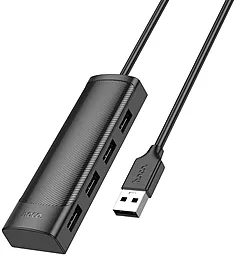 USB хаб Hoco HB41 Easy safety 4-in-1 0.2m black - фото USB хаб Hoco HB41 Easy safety 4-in-1 0.2m black