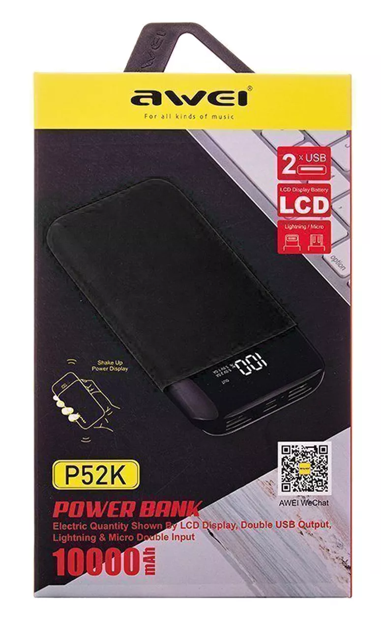 Повербанк Awei P52K 10000 mAh Black - фото 2