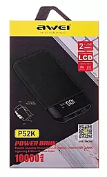 Повербанк Awei P52K 10000 mAh Black - миниатюра 2 Повербанк Awei P52K 10000 mAh Black - миниатюра 2