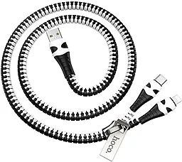USB Кабель Hoco U97 Zipper Lightning/Type-C Black/White - мініатюра 3