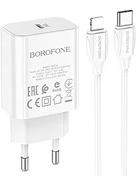 Мережевий зарядний пристрій Borofone BA65A 20w PD USB-C home charger + USB-C to Lightning cable white