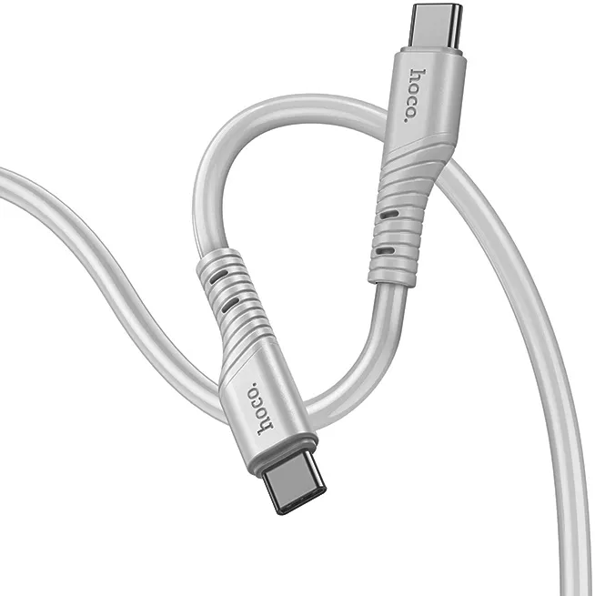 Кабель Hoco X97 Crystal Silicone USB Type-C - Type-C 60w 3a 1м PD cable light Gray - фото 3