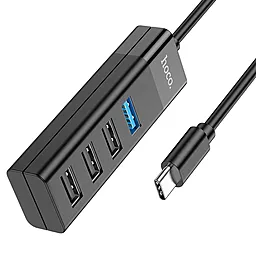 USB Type-C хаб Hoco HB25 Easy 4-in-1 Hub black