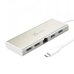 Мультипортовый USB Type-C хаб J5create 6-in-1 USB3.0 silver (JCD381-N) - фото Мультипортовый USB Type-C хаб J5create 6-in-1 USB3.0 silver (JCD381-N)