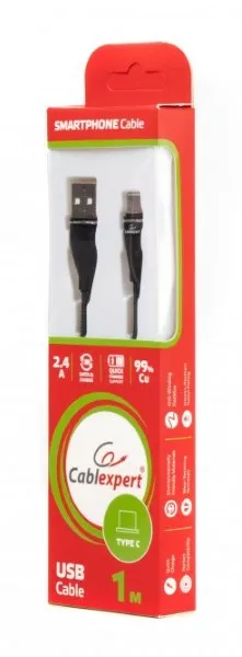 Кабель Cablexpert USB-A - Type-C 12w 2.4a 1м cable Black (CCPB-C-USB-11BK) - фото 2