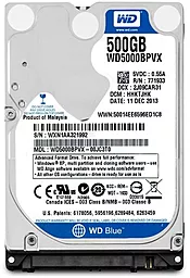 Жорсткий диск для ноутбука Western Digital Blue 500 GB 2.5 (WD5000BPVX_)