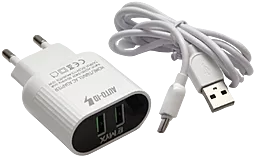 Мережевий зарядний пристрій EasyLife 2.4a 2USB-A ports home charger white