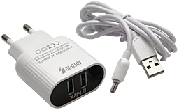 Сетевое зарядное устройство EasyLife 2.4a 2xUSB-A ports charger + USB-C cable white - фото Сетевое зарядное устройство EasyLife 2.4a 2xUSB-A ports charger + USB-C cable white