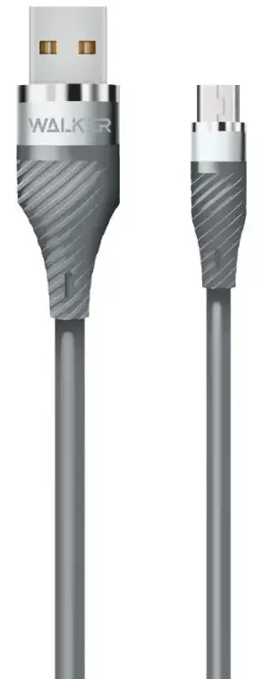 Кабель Walker C735 USB-A - micro USB 20w 3a 1м cable Gray - фото 1