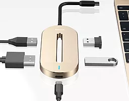 Мультипортовый USB Type-C хаб Baseus USB-C -> HDMI/USB 3.0/Type-C Gold (CABOOK-0V) - миниатюра 3