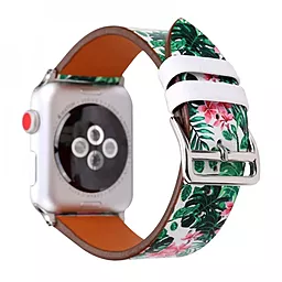 Сменный ремешок для умных часов Leather Series Flower Pattern — Apple Watch 42 mm | 44 mm | 45 mm | 49 mm Red Flower Rhombus