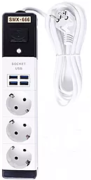 Мережевий фільтр (подовжувач) Sinmaxu SMX-666 3 роз. 4USB 4.4A білий - фото Мережевий фільтр (подовжувач) Sinmaxu SMX-666 3 роз. 4USB 4.4A білий