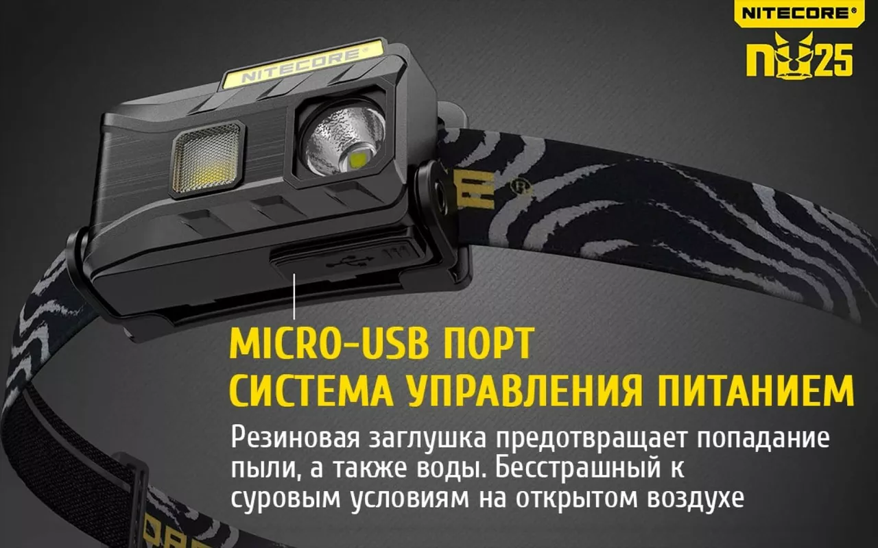 Налобный фонарик Nitecore NU25 (Сree XP-G2 S3) (аккумуляторный) Yellow - фото 14