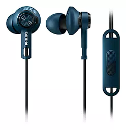 Наушники Philips ActionFit SHQ2405BL/00 Mic Blue - фото Наушники Philips ActionFit SHQ2405BL/00 Mic Blue