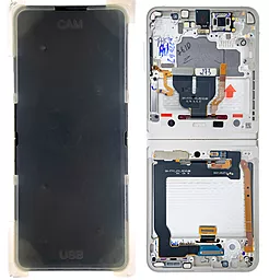 Дисплей Samsung Galaxy Flip 3 5G F711 (внутрішній) з тачскріном і рамкою, оригінал, Cream - фото Дисплей Samsung Galaxy Flip 3 5G F711 (внутрішній) з тачскріном і рамкою, оригінал, Cream
