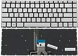 Клавиатура для ноутбука HP 14-CM, 14-CK c подсветкой клавиш без рамки Silver