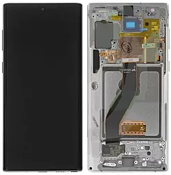 Дисплей Samsung Galaxy Note 10 N970 с тачскрином и рамкой, (OLED), White