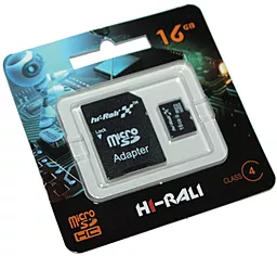 Карта пам'яті Hi-Rali microSDHC 16GB Class 4 Hi-Rali + SD-адаптер (HI-16GBSDCL4-01)