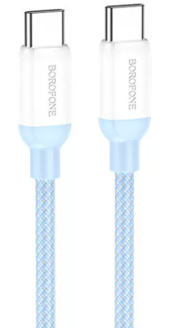 Кабель Borofone BX68 USB Type-C - Type-C 100w 5a 2м PD cable Blue - фото 1
