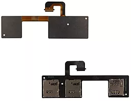 Шлейф HTC One M7 802w Dual SIM с разъемом SIM-карты и карты памяти