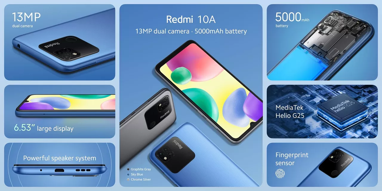 Смартфон Xiaomi Redmi 10A 4/128GB Sky Blue - фото 3