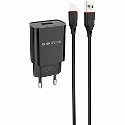 Сетевое зарядное устройство Borofone BA20A Sharp 2.1a home charger + USB-C cable black - фото Сетевое зарядное устройство Borofone BA20A Sharp 2.1a home charger + USB-C cable black