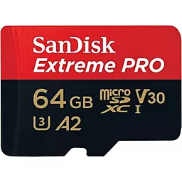 Карта памяти SanDisk microSDXC 64GB Extreme Pro Class 10 UHS-I U3 V30 A2 + SD-адаптер (SDSQXCY-064G-GN6MA) - миниатюра 3
