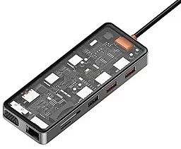 Мультипортовый USB Type-C хаб WIWU Cyber hub CB012 12-in-1 gray