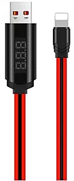 Кабель USB Hoco U29 LED Displayed Timing Lightning Cable Red