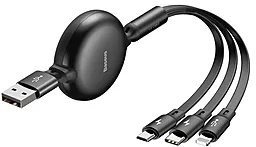 Універсальний кабель Baseus Little Octopus 3-in-1 USB-A to Type-C/Lightning/micro USB 15w 3a 1.2м сable Black (CAMLT-ZY01) - фото Універсальний кабель Baseus Little Octopus 3-in-1 USB-A to Type-C/Lightning/micro USB 15w 3a 1.2м сable Black (CAMLT-ZY01)