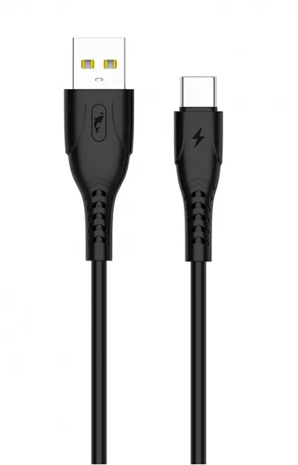Кабель SkyDolphin S22T Soft Silicone USB-A - Type-C 12w 2.4a 1м cable Black - фото 1