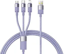 Універсальний кабель Baseus StarSpeed 3-in-1 USB-A to Type-C/Lightning/micro USB 100w 5a 1.5м сable Purple (P10319900511-00)