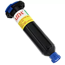 Клей для экрана телефона ультрафиолетовый Aida TP-2500F 30мл, в чёрном шприце, для приклеивания стекол