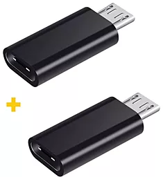 Адаптер-переходник XoKo AC-020 M-F micro USB -> USB Type-C 2шт Black (XK-AC020-BK2)